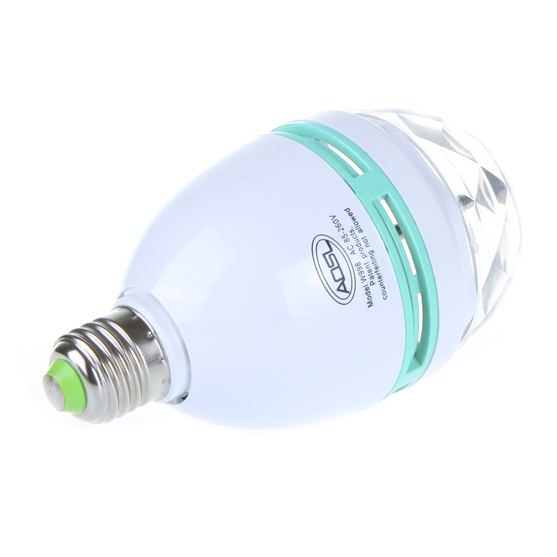 3W E27 Tam Renkli LED Kristal Oto Döner Sahne DJ Lambası Ampul